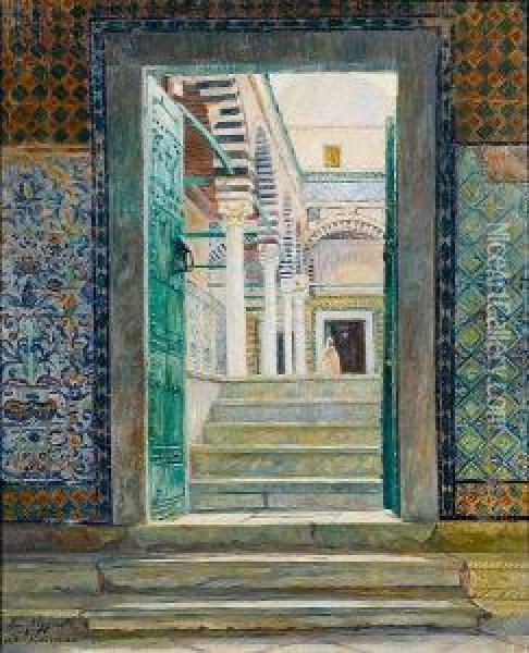 The Great Mosque Of Kairouan Oil Painting - Omer Coppens
