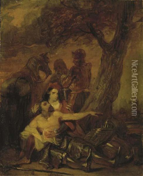 La Mort D'un Cavalier Oil Painting - Horace Vernet