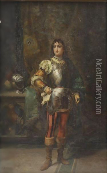 A Knight In Shining Armor Oil Painting - Cesare-Auguste Detti