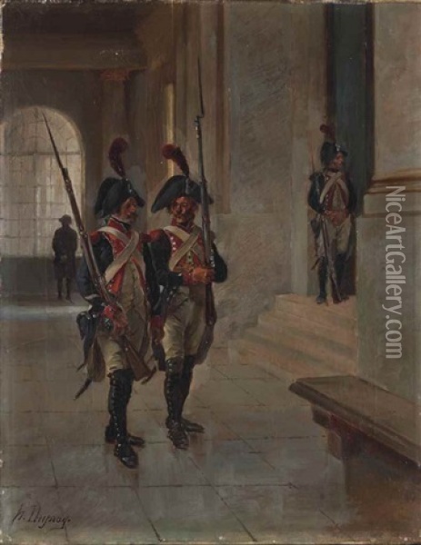 Deux Gardes Napoleoniens Oil Painting - Henri Louis Dupray