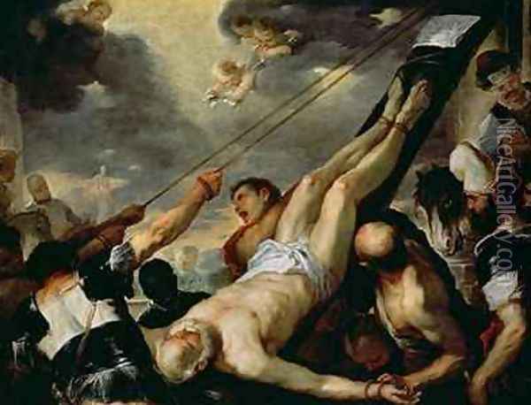 The Crucifixion of St Peter Oil Painting - Luca Giordano