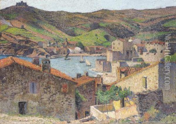 Village De Collioure Avec Vue Sur Le Port Oil Painting - Henri Martin