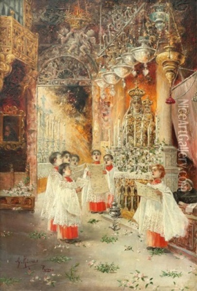 Choir Boys, Rome Oil Painting - Antonio Rivas