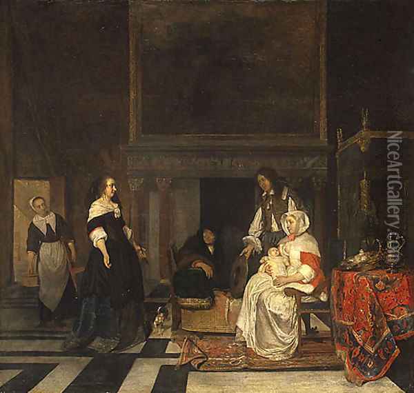 The Visit to the Nursery 1661 Oil Painting - Gabriel Metsu