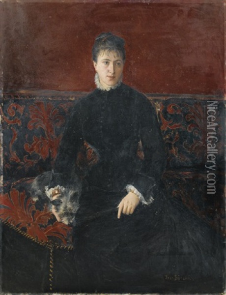 Portrait De Reine Bourdais Oil Painting - Jean Beraud
