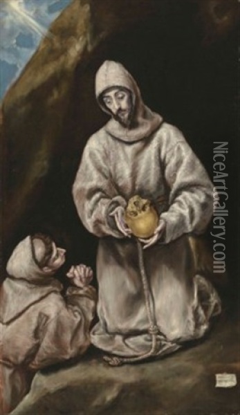 Saint Francis And Brother Leo In Meditation Oil Painting -  El Greco