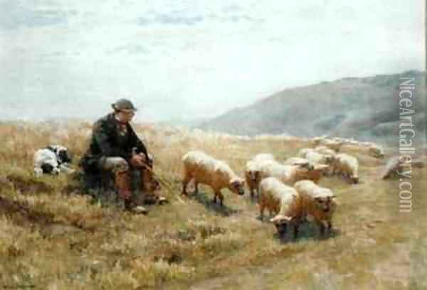 A Shepherd on the South Downs Oil Painting - John Charles Dollman