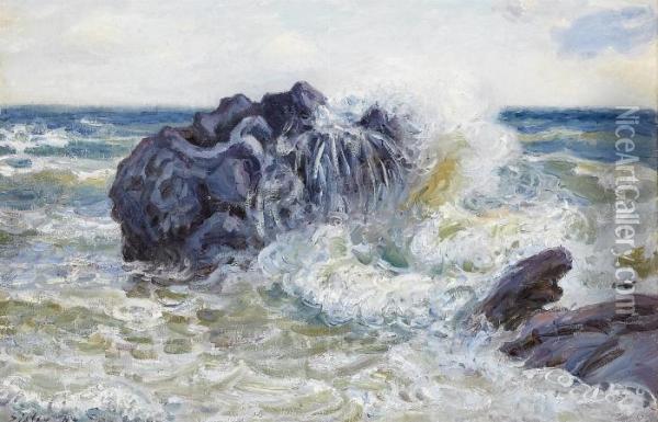 La Vague, Baie De Langland (pays De Galles) Oil Painting - Alfred Sisley