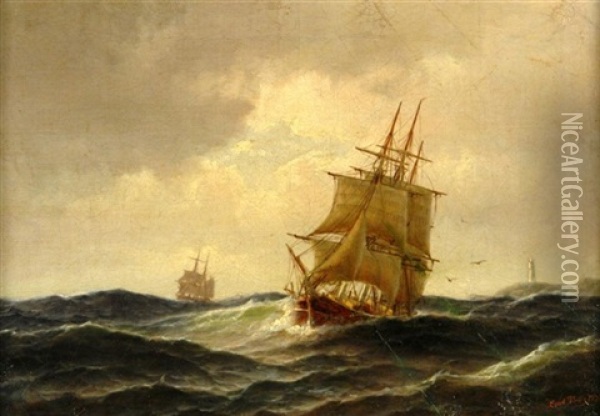 Frachtsegler Vor Der Kuste Oil Painting - Carl Ludwig Bille