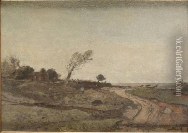 Slattlandskap Oil Painting - Theodore Rousseau