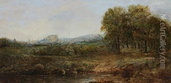 Edinburgh From The North Oil Painting - John Crawford Wintour