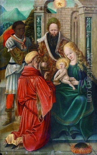 Adoration Des Mages Oil Painting - Jacob Cornelisz Van Oostsanen