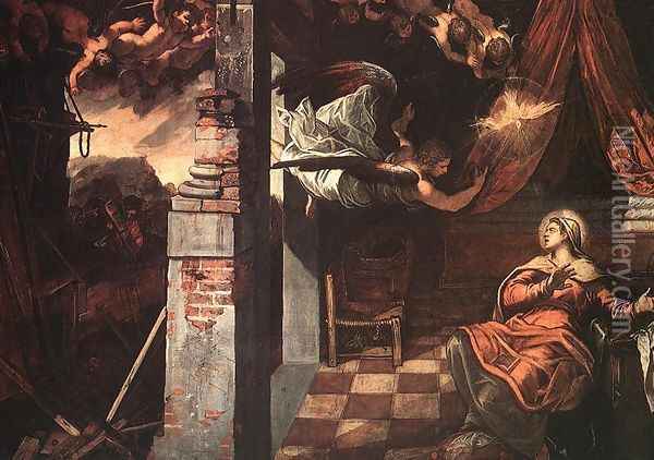 Annunciation 1583-87 Oil Painting - Jacopo Tintoretto (Robusti)