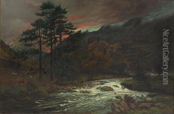 An Autumn Evening In Washdale, Cumberland Oil Painting - William Barnes Boadle