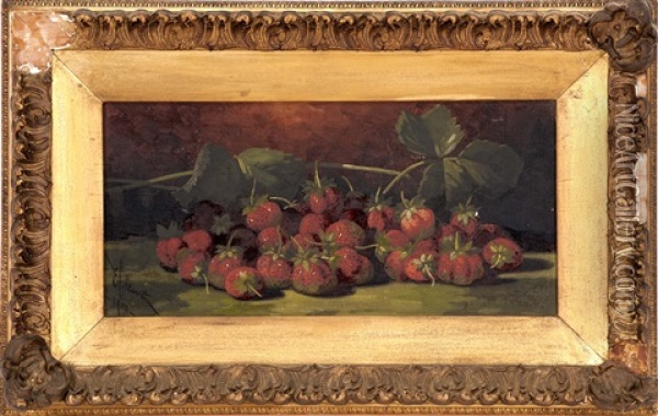 Still Life Of Strawberries Oil Painting - Edward Chalmers Leavitt