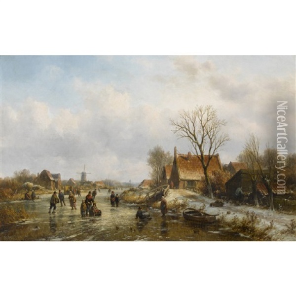 Winterliches Eisvergnugen Oil Painting - Willem Vester