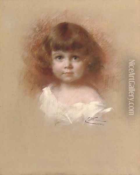 Portrait of innocence Oil Painting - Emile Vernon