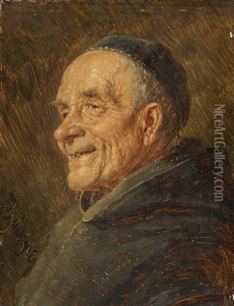 Lachelnder Monch Im Profil Oil Painting - Eduard von Gruetzner