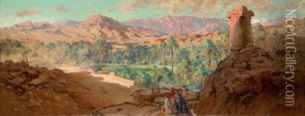 L'oasis Oil Painting - Eugene F. A. Deshayes