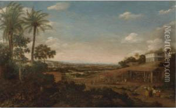 The Sugar Mill Oil Painting - Frans Jansz. Post
