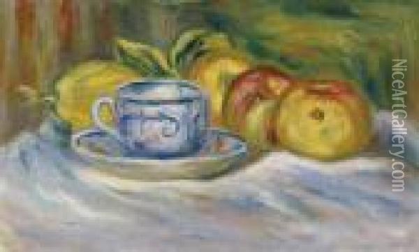 Nature Morte Aux Fruits Et A La Tasse Bleue Oil Painting - Pierre Auguste Renoir