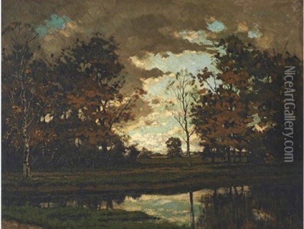 Autumnal Landscape With Canal Oil Painting - Tinus de Jongh