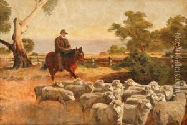 Sheep Muster Oil Painting - Charles Rolando