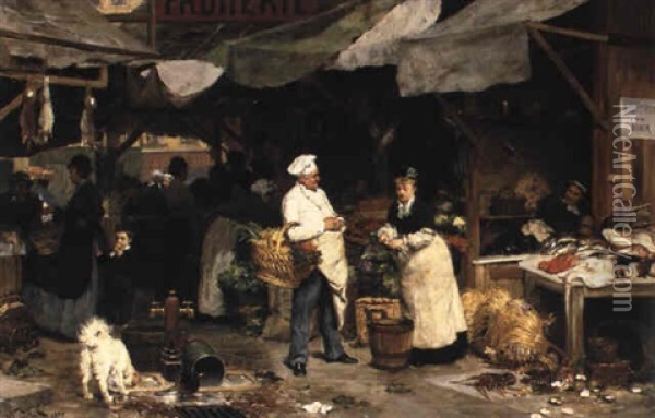 At The Marketplace Oil Painting - Victor Gabriel Gilbert