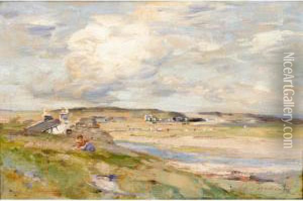 A Coastal Idyll Oil Painting - John Henderson