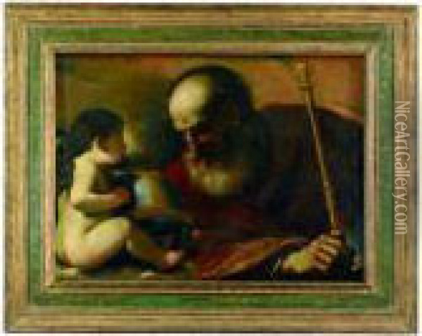 The Father And The Angel Oil Painting - Guercino