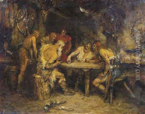 A viking's game Oil Painting - Ferdinand Leeke