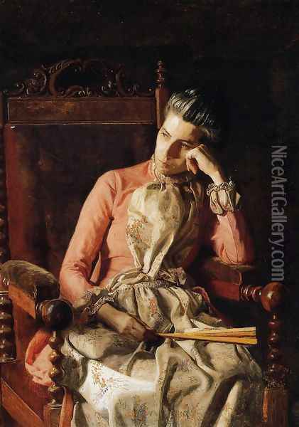 Portrait of Amelia C Van Buren Oil Painting - Thomas Cowperthwait Eakins