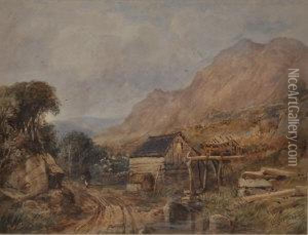Figure Passing A Cottage Oil Painting - George Sheffield
