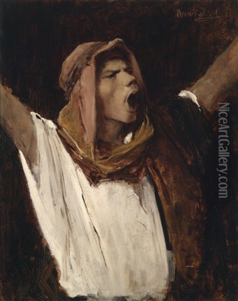 Schreiender Jude (study For The Painting Christus Vor Pilatus) Oil Painting - Mihaly Munkacsy