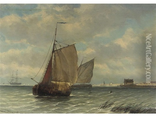 Sailing Vessels Oil Painting - Willem Anthonie van Deventer