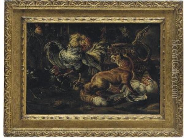 A Cockerel Fighting A Fox Oil Painting - Frans Snyders