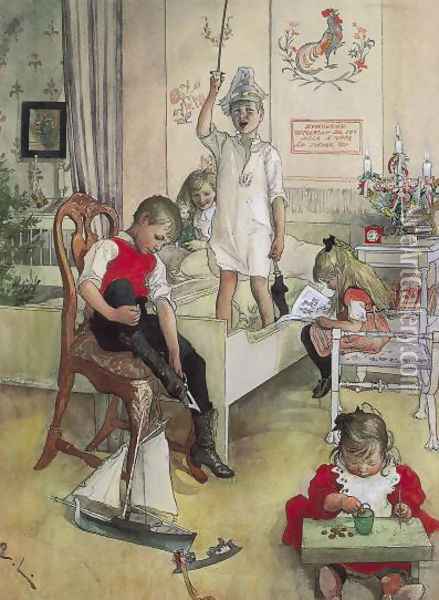 Christmas Morning Oil Painting - Carl Larsson