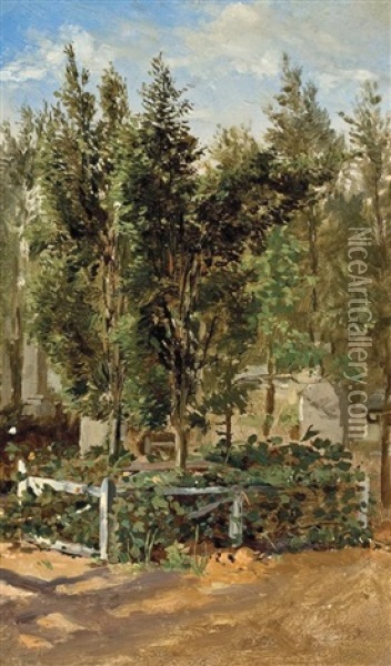 A Paris Garden Oil Painting - Conrad Wise Chapman