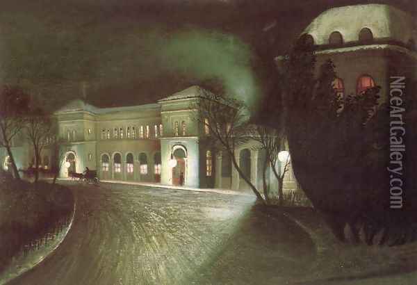 A Keleti palyaudvar ejjel, 1902 Oil Painting - Tivadar Kosztka Csontvary