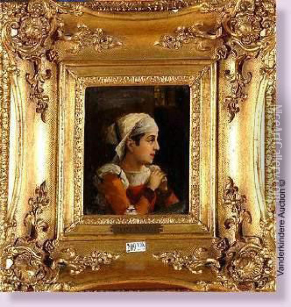 Profil De Jeune Fille Oil Painting - Francois I Dumont
