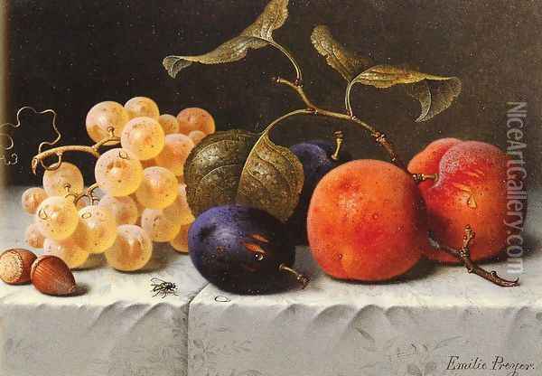 Still Life with Fruit and Nuts Oil Painting - Emilie Preyer