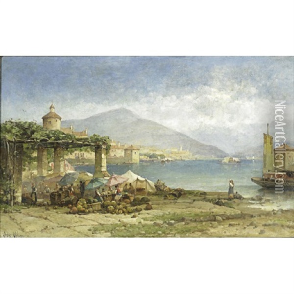Market, Como Italy Oil Painting - Andrew Melrose