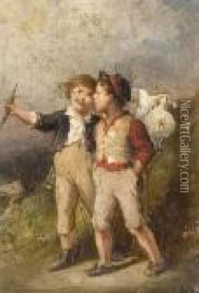  Enfants > Et < Couple.  Oil Painting - Francois Louis Lanfant de Metz