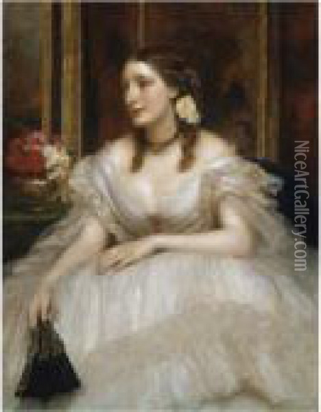 Portrait Of Mrs Augusta Magniac Oil Painting - Frederick Leighton