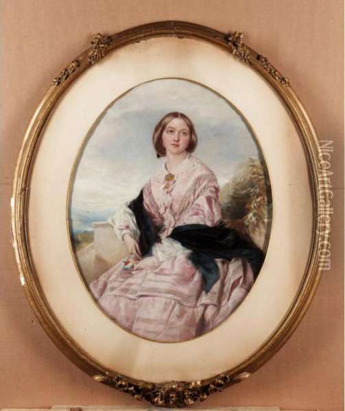 Portrait Of A Young Girl, Thought To Be Miss Nightingale Of Ludlow Oil Painting - Thomas Crane
