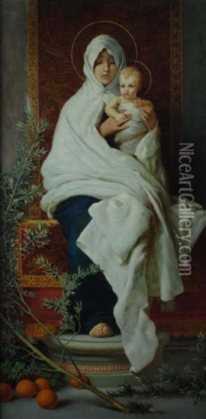 Madonna Dell'ulivo Oil Painting - Nicolo Barabino