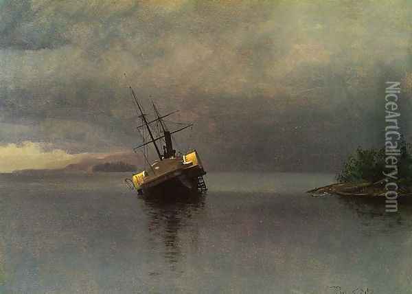 Ship sailing to the storm Oil Painting - Albert Bierstadt
