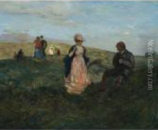 Landscape With Figures Oil Painting - Charles Edward Conder