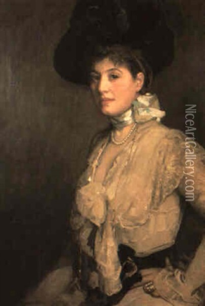 Portrait Of Mrs. Arthur Franklin Oil Painting - John Lavery