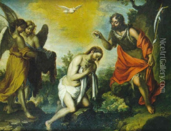 El Bautismo De Cristo Oil Painting - Bernardo German Llorente
